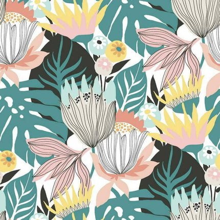 RoomMates Retro Tropical Leaves Peel and Stick Wallpaper