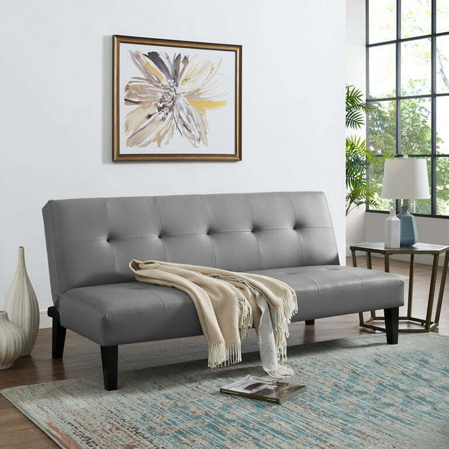 Naomi Home Button Tufted Futon Sofa Bed-Color:Gray