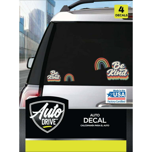 Auto Drive Be Kind Rainbow Decals Set of 4 Vinyl Car Stickers