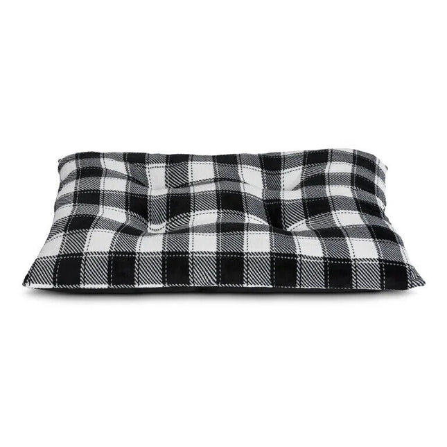 Vibrant Life Medium Dog Bed, Plush Tufted White Buffalo Plaid
