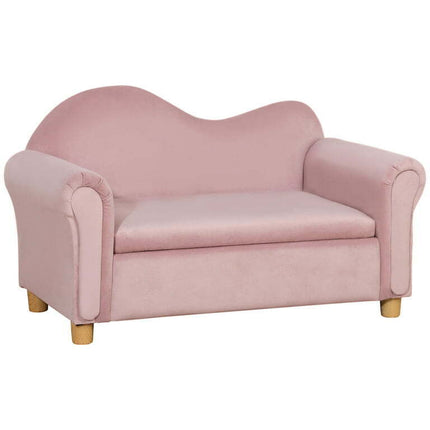 Qaba Wooden Kids Sofa Armrest Chair with Hidden Storage Compartment