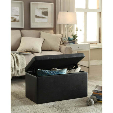 Better Homes & Gardens 30-inch Hinged Storage Ottoman, Faux Leather Black