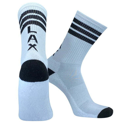 Topsox Lacrosse LAX Crew socks in White and Black (Large (9-12))