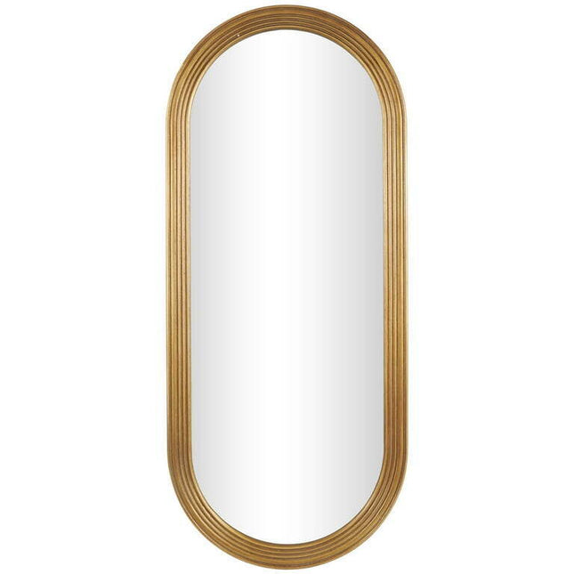 DecMode 22" x 51" Brown Oval Wall Mirror with Dimensional Carved Frame