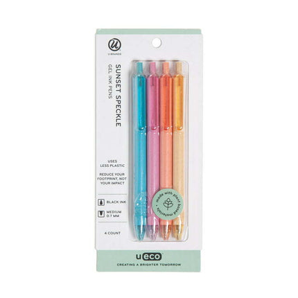 U Brands® U-Eco™ Gel Pens, Retractable, Multi-color, 4 Count, 0.7mm