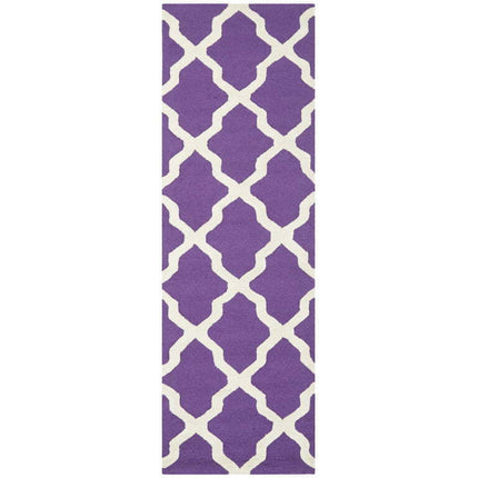 SAFAVIEH Cambridge Liam Geometric Wool Runner Rug, Purple/Ivory, 2'6" x 10'