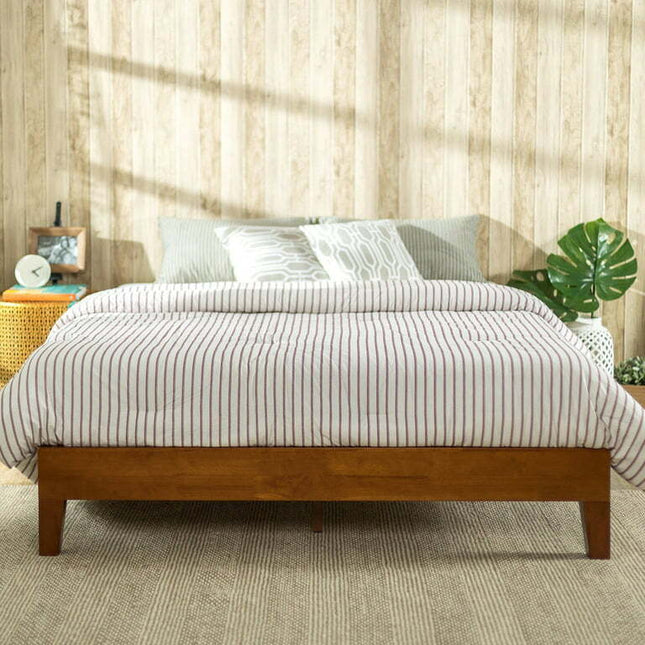 Zinus Wen 12" Deluxe Wood Platform Bed Frame, Cherry, Queen