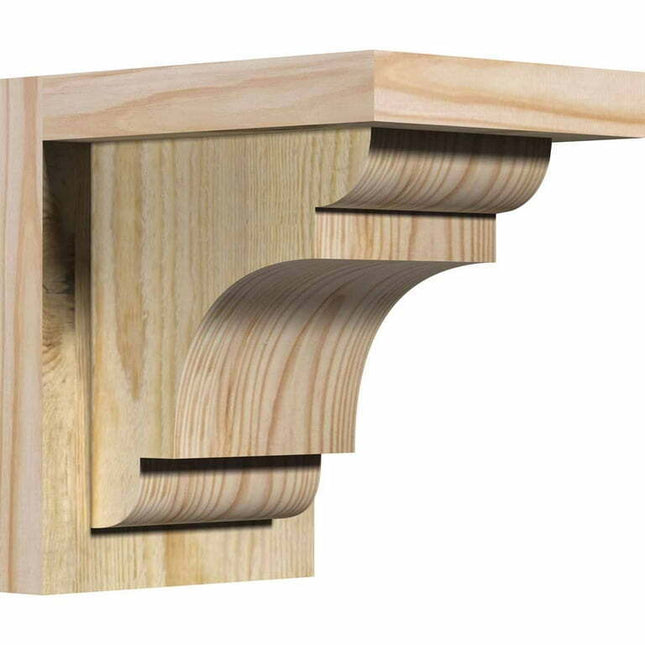 6"W x 8"D x 8"H New Brighton Rough Sawn Corbel w/Backplate, Douglas Fir