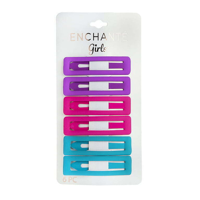 Enchante Accessories Kids Bright Assorted Colors, Hair Snap Clips, 6 Ct