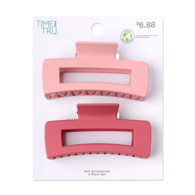Time and Tru Women's Adult Women's Claw Clips, 2-Pack Pink
