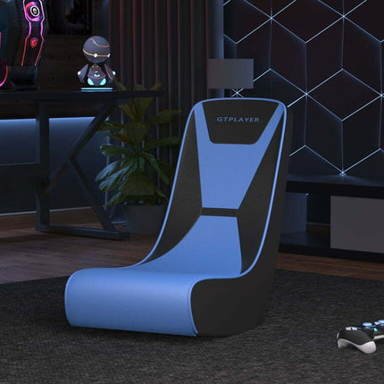 GTRACING Faux Leather Floor Rocker Video Gaming Chair, Blue