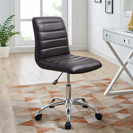 Modway Prim Armless Mid Back Office Chair in Brown