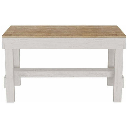 Woven Paths Wood Bench 19.5"H x 33.5"W, Natural & White