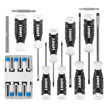 HART 20-Piece Magnetic Screwdriver Set with Various Bits and Zipper Pouch