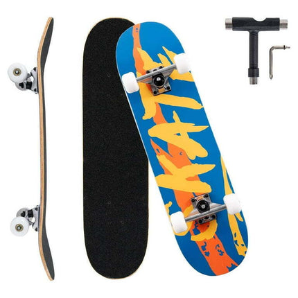 Umineux Complete Skateboard Made of Maple, Blue Fire 31 In. x 8 In.