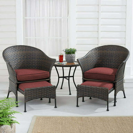 Mainstays Arlington Glen 5 Piece  Outdoor Wicker Leisure Set, Red