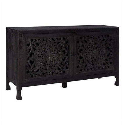Linon Micah Two Door Wood Cabinet in Black