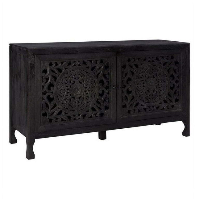 Linon Micah Two Door Wood Cabinet in Black