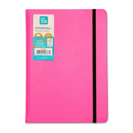 Pen+Gear Neon Leatherette Journal, 160 Lined Paper Pages, Pink