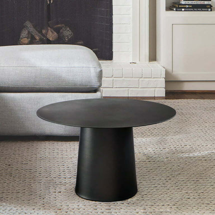 23.6"W Black Mid Century Modern Metal Single Round Coffee Table