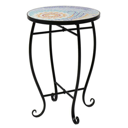 SamyoHome Patio Side Table Outdoor Coffee Table Mosaic Accent Table
