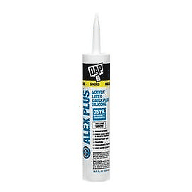 DAP Alex Plus All Purpose, Acrylic Latex Caulk Plus Silicone, White, 10.1 oz