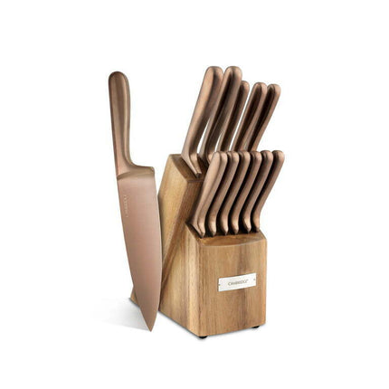 Cambridge Silversmiths Rame Copper 12-Piece Cutlery Set with Block
