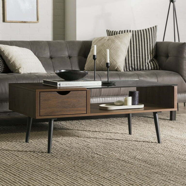 Bellamy Studios Booker Single-Drawer Wood/Glass Coffee Table, Multiple Finishes