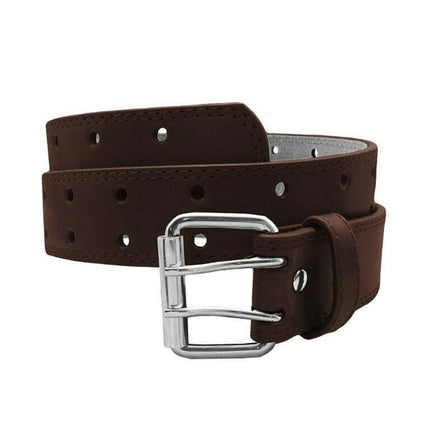 EURO Womens Thick Wide 2 Hole Leather Belt - Fashion Double Row L
