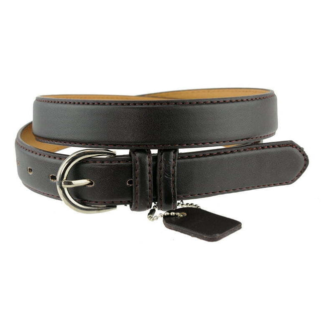 Eurofashion Women's Basic Genuine Bonded Leather Dressy Belt, Brown, Medium