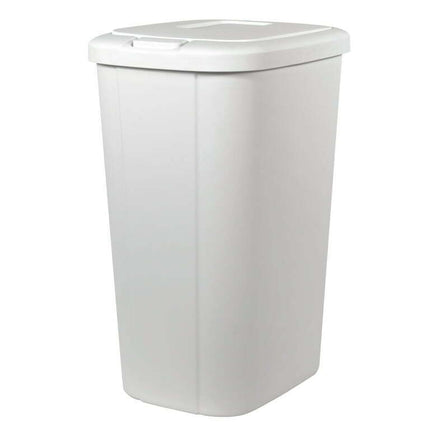 Hefty 13.3 Gallon Trash Can, Plastic Touch Top Kitchen Trash Can, White
