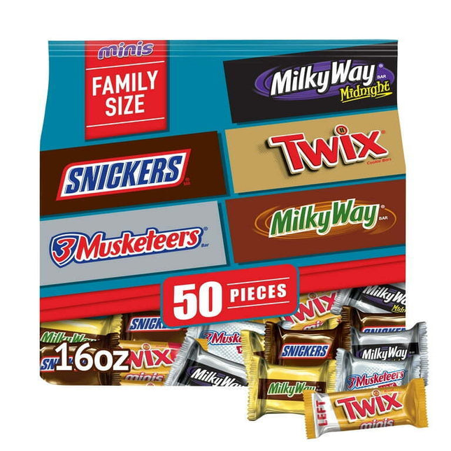 Snickers, Twix & More Christmas Candy Chocolate Bar Variety Pack- 50ct