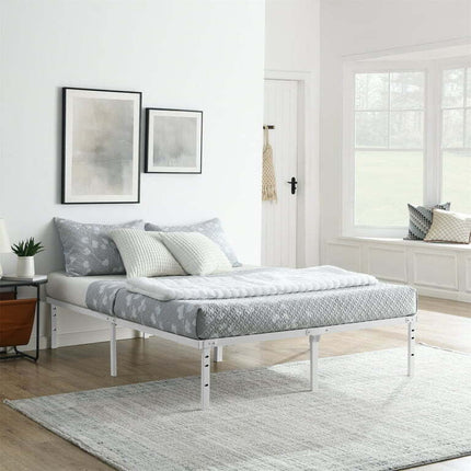 Mainstays 14” Heavy-Duty Steel Slat Full Platform Bed Frame, White