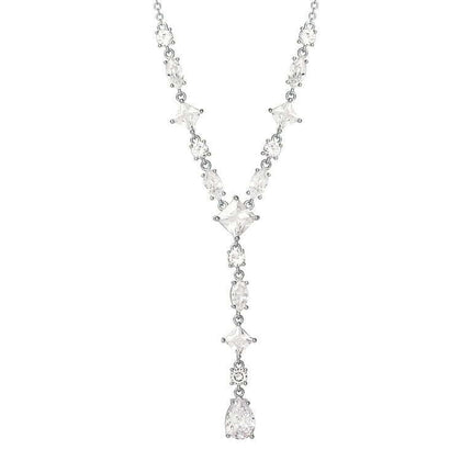 Believe by Brilliance Fine Silver Plated Cubic Zirconia Y Drop Necklace, 18" +2"