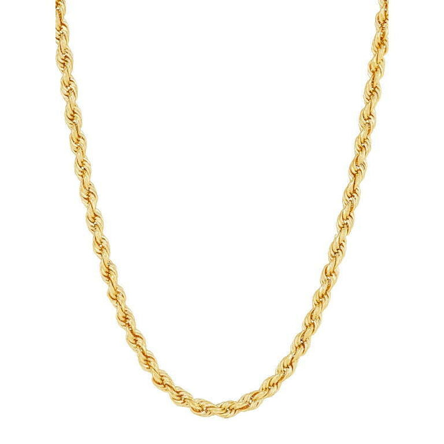 Brilliance Fine Jewelry 10K Yellow Gold 3.20MM - 3.40MM Hollow Rope Necklace,20"