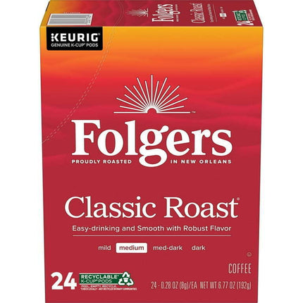Folgers Classic Roast K-Cup Pods, Medium Roast Coffee, 24 Count