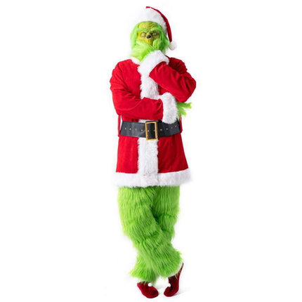 Christmas Green Costume Santa Suit 7pcs Adult's Cosplay Masquerade Costume