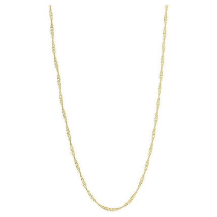 Brilliance Fine Jewelry 10K Yellow Gold 1.35MM Singapore Chain Necklace, 22"