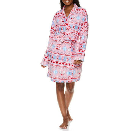 VIP Women's and Women's Plus Size Plush Wrap Robe with Tie Belt, Sizes S-3X