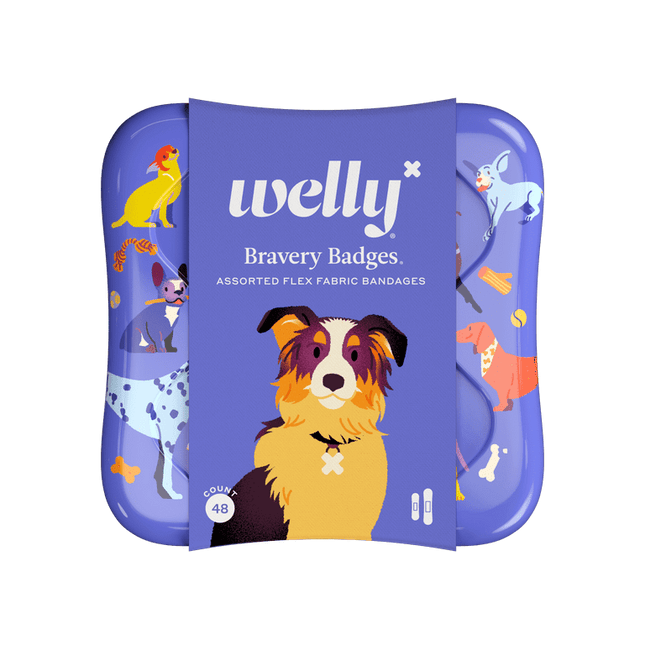 Welly Dog Kids Flex Fabric Adhesive Bandages, Assorted, 48 Count