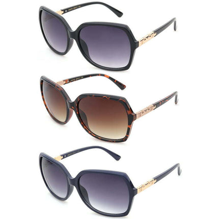 3 Pack Oversized Square Plastic Frame Fashion Sunglasses for Women