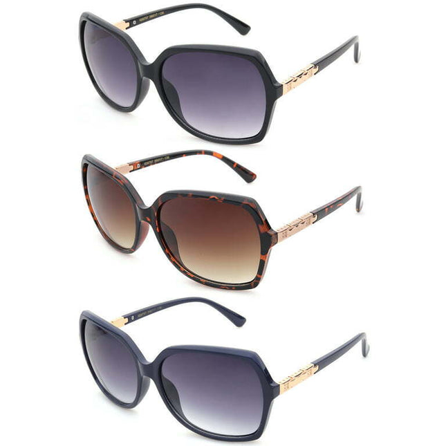 3 Pack Oversized Square Plastic Frame Fashion Sunglasses for Women