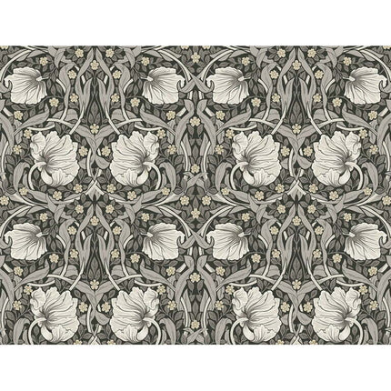 NextWall Charcoal & Pearl Grey Pimpernel Floral Peel and Stick Wallpaper