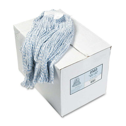 Boardwalk Rayon/Polyester Mop Heads, Large, White/Blue, 12 count -BWK543CT