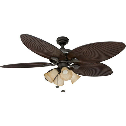 52" Honeywell Palm Island Bronze, Tropical Ceiling Fan with 4 Light