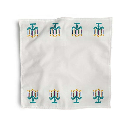 Simply Daisy 18" x 18" White Painted Menorah Napkins, Set of 4