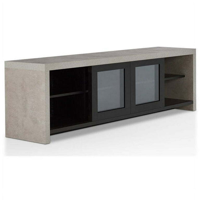 Furniture of America Gare Industrial Wood Storage 71-Inch TV Stand in Black