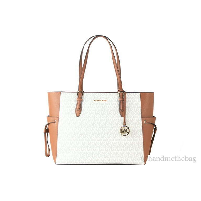 Michael Kors Gilly Large Jet Set Travel Drawstring Tote Vanilla MK Signature …