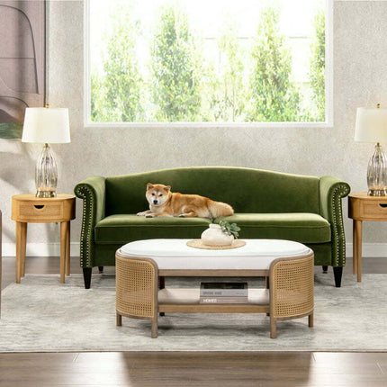 Jennifer Taylor Home Panama 45.5" Entryway Storage Bench, Eggshell White Linen
