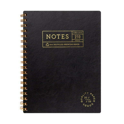 Mintgreen Spiral Journal, 210 Lined Pages, Recycled Paper, 7.375" x 9.75", Black